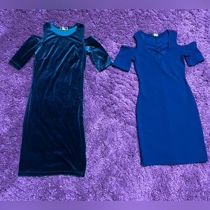 2 cold shoulder mini dresses for $20 total- woman’s size small
